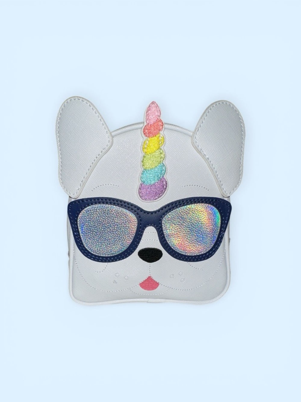 Bath‎ & Body Works White Frenchie Unicorn-Dog Cosmetic Bag with Rainbow Horn NWT